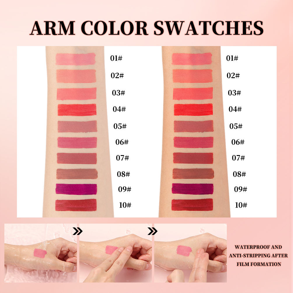Mineral Cream Lipstick Natural Matte 10 Color Liquid Lip Gloss Waterproof Long-Lasting Non-Stick